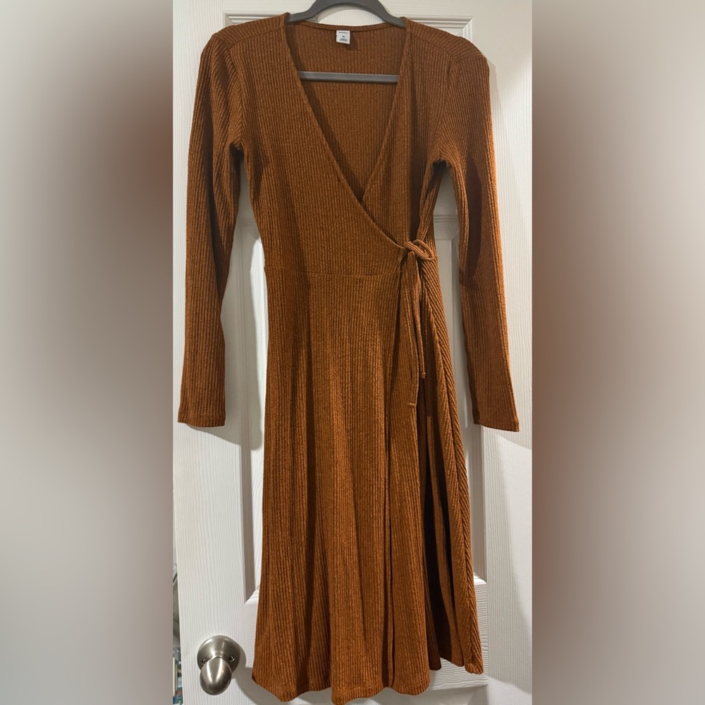 Golden Brown Wrap Dress